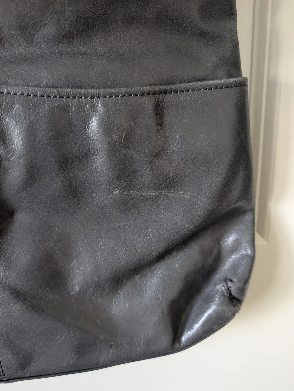 HOBO Gray Leather Crossbody Shoulder Bag Large Slouchy Purse